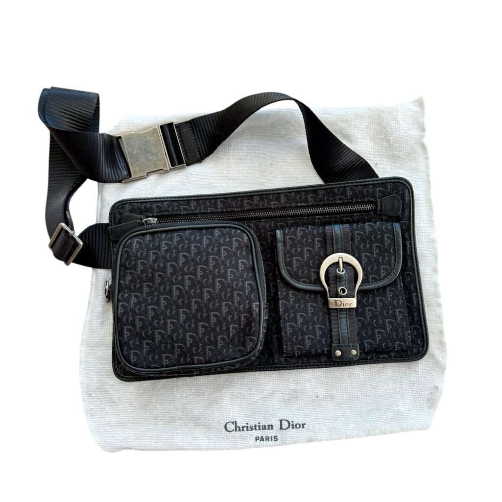 Dior Black Monogram Belt Or Crossover Bag. Unisex. Good Condition